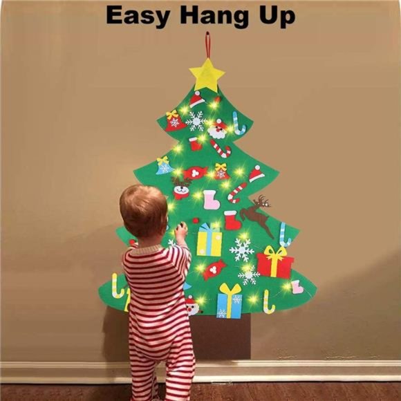 4FT DIY Felt Christmas Tree Set with 36pcs Ornaments 5M 50LED Warm White LED - Picture 5 of 8